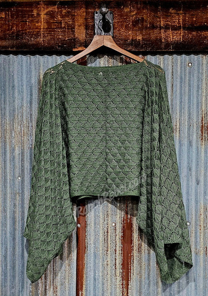 Boho Crochet Top in Olive #6377