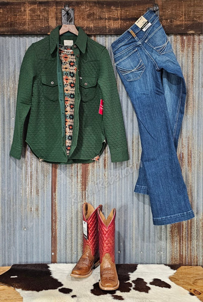 Kimes Ranch Susie Quilted Shirt Jacket in Forest #6365