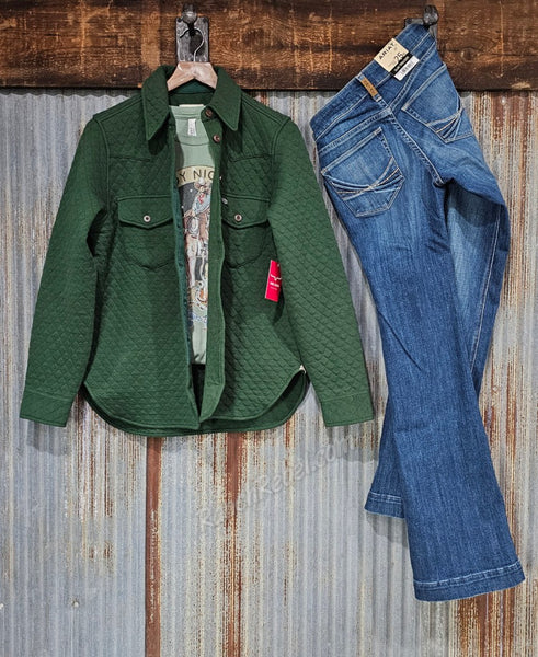 Kimes Ranch Susie Quilted Shirt Jacket in Forest #6365