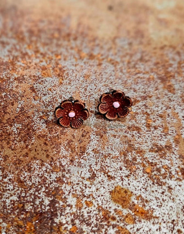 Cactus Flower Leather Earrings #6393