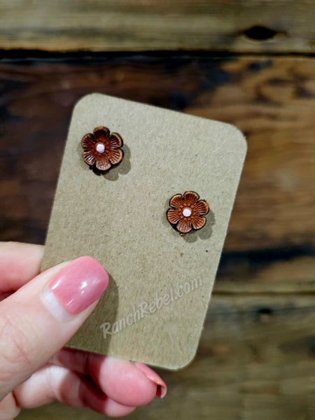 Cactus Flower Leather Earrings #6393