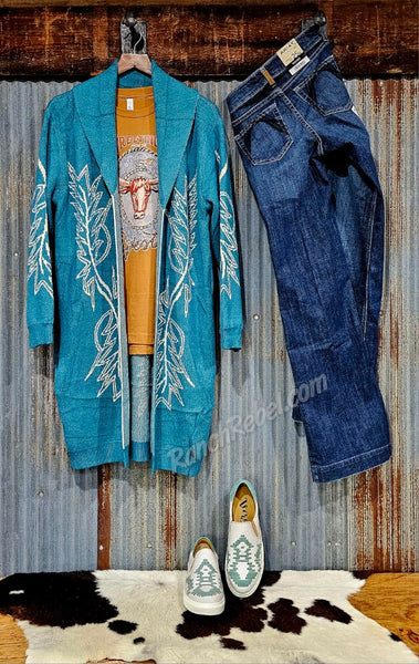 Turquoise Bootstitch Cardi #6407