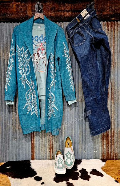 Turquoise Bootstitch Cardi #6407