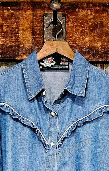 Denim Ruffle Pearl Snap #6418