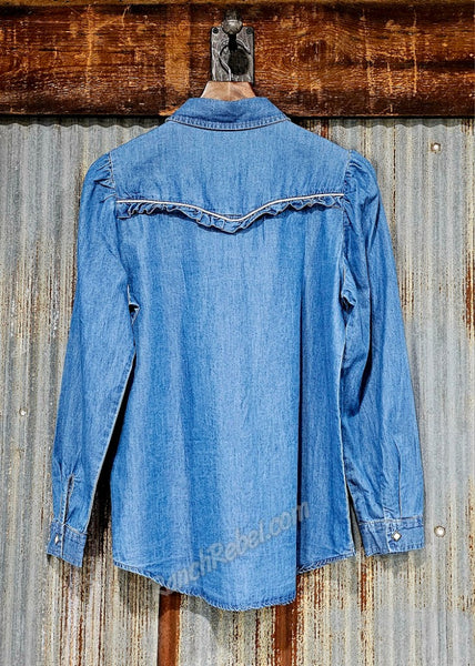 Denim Ruffle Pearl Snap #6418