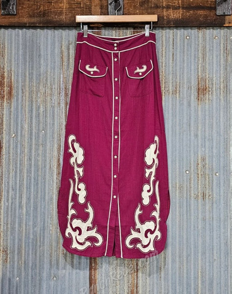 Wine Bootstitch Skirt #6419