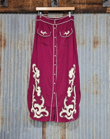 Wine Bootstitch Skirt #6419