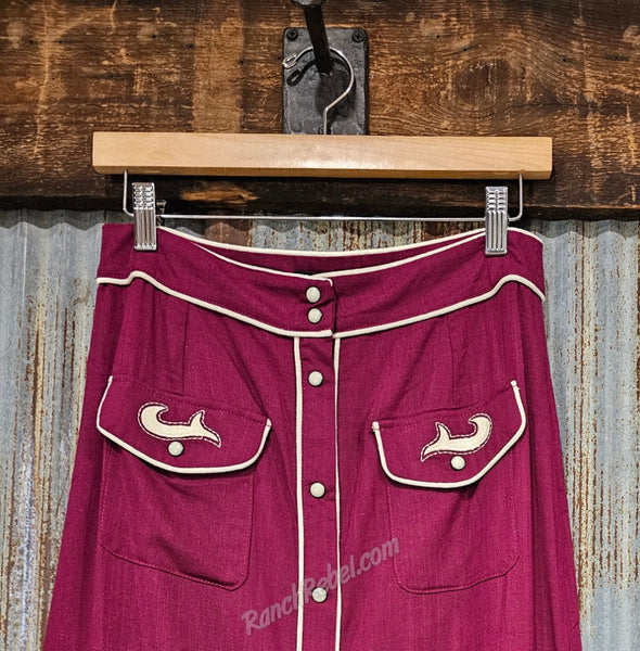 Wine Bootstitch Skirt #6419
