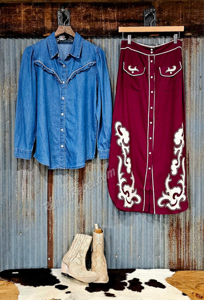 Wine Bootstitch Skirt #6419