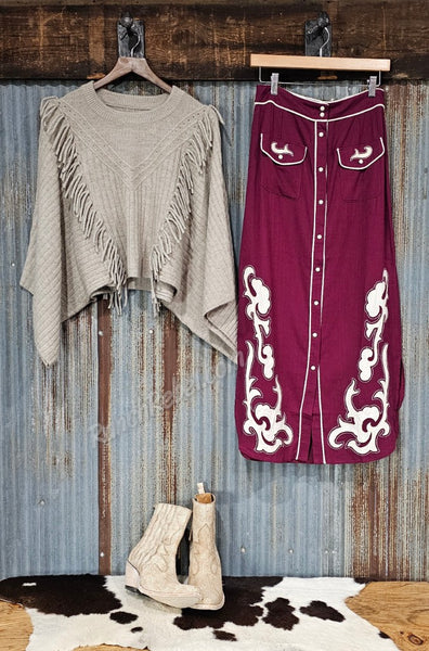 Wine Bootstitch Skirt #6419