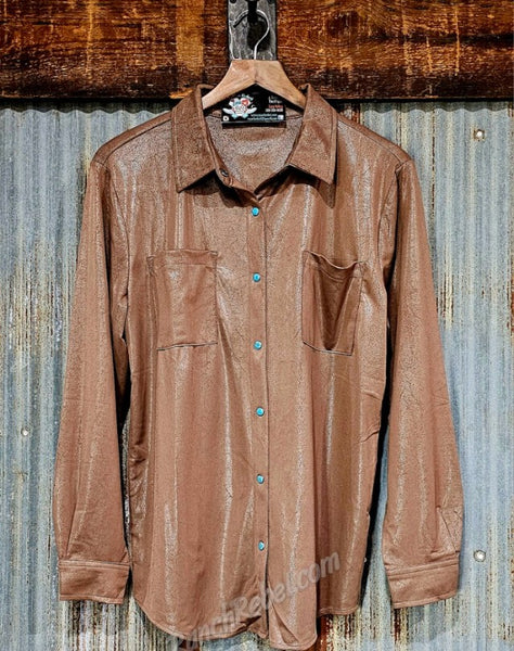 Leather Lux Pearl Snap in Chocolate #6433