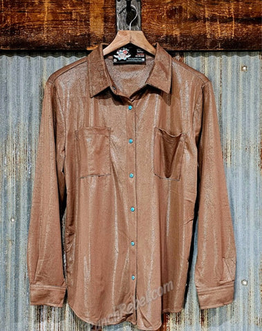 Leather Lux Pearl Snap in Chocolate #6433