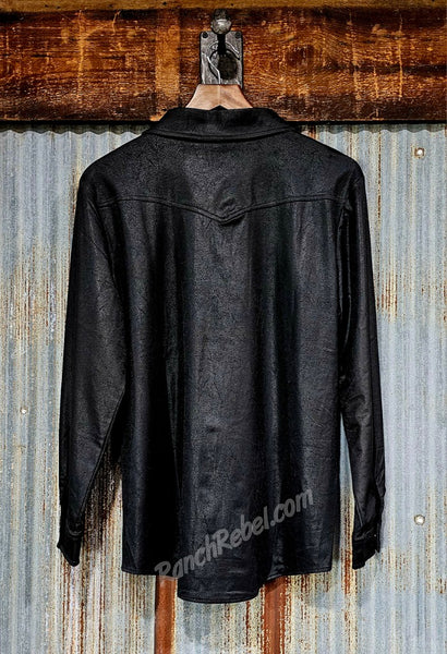 Leather Lux Pearl Snap in Black #6434