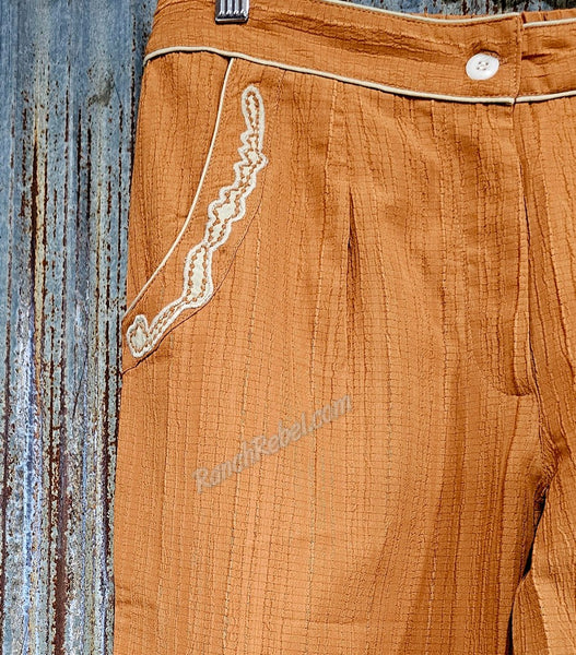 Retro Ranch Apricot Applique Pants #6440