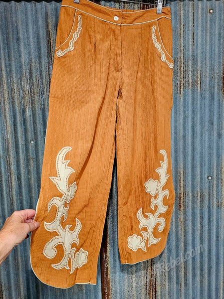 Retro Ranch Apricot Applique Pants #6440