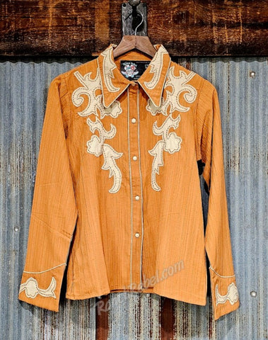 Retro Ranch Apricot Applique Top #6439