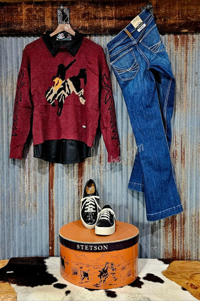 Rodeo Sweater in Wine #6435