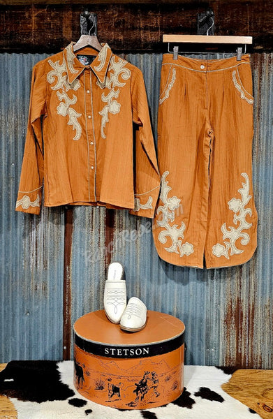 Retro Ranch Apricot Applique Pants #6440