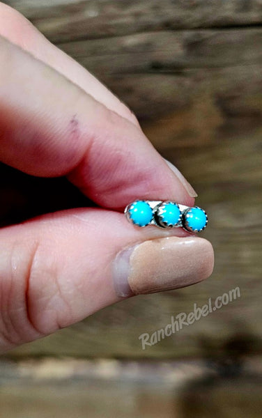 Three Stone Turquoise Ear Crawler #6444