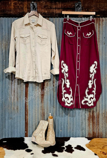 Wine Bootstitch Skirt #6419