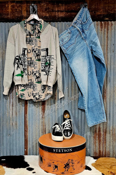 Buck 'Em Out Hooded Sweater Cardi #6449