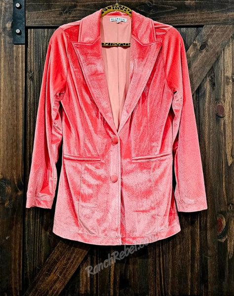 Coral Crush Velvet Blazer size S/M #T6450
