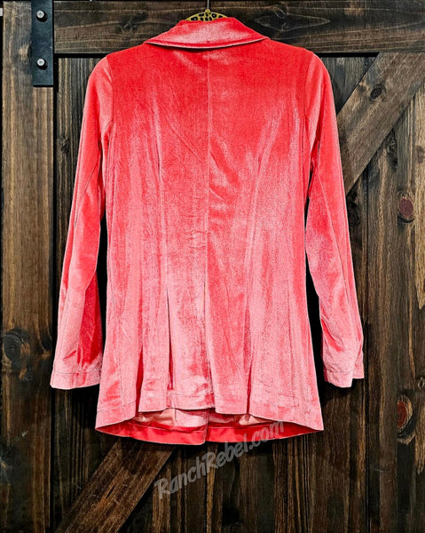 Coral Crush Velvet Blazer size S/M #T6450