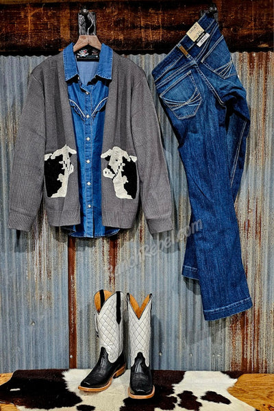 Denim Ruffle Pearl Snap #6418