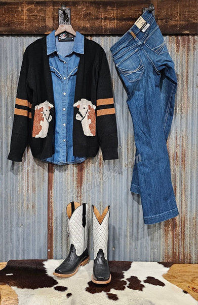 Denim Ruffle Pearl Snap #6418