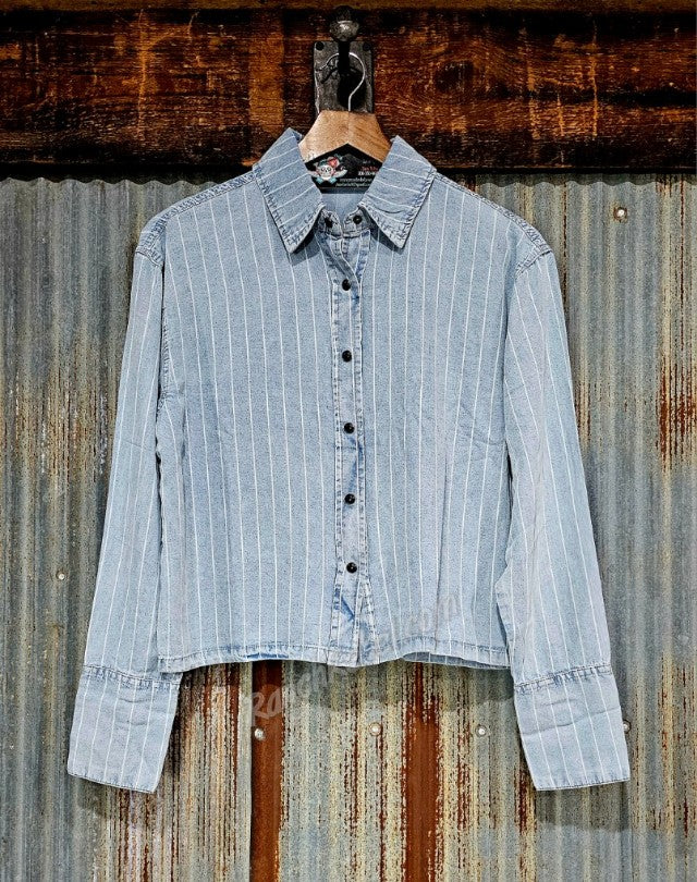 Retro Denim Stripe Pearl Snap #6511