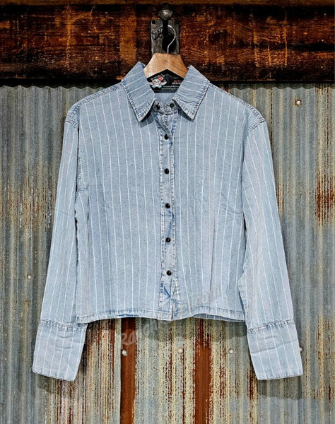 Retro Denim Stripe Pearl Snap #6511