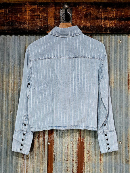 Retro Denim Stripe Pearl Snap #6511