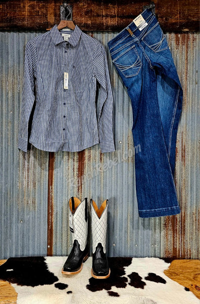 Ariat Kirby Button Up in Dress Blue Stripe #6492