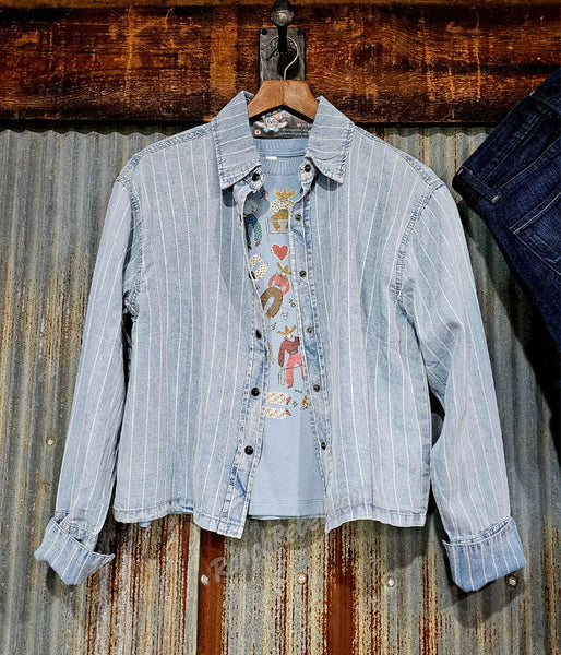 Retro Denim Stripe Pearl Snap #6511