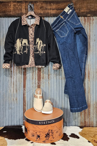 Ranch Horse Hooded Sweater Cardi #6514