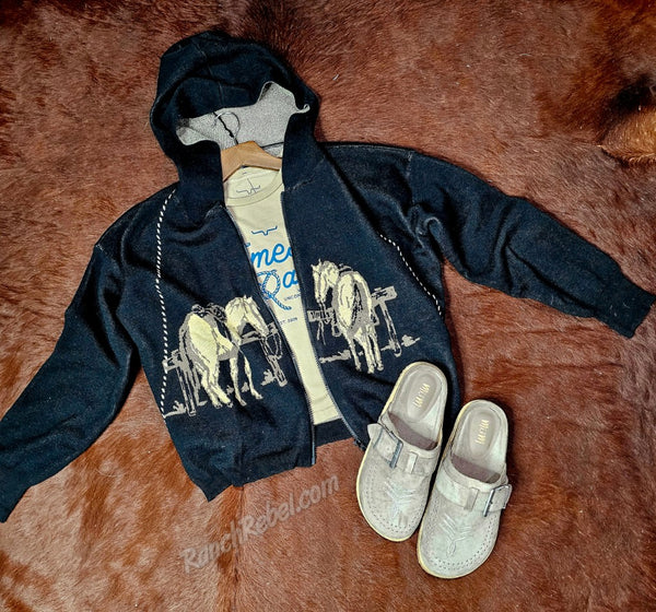 Ranch Horse Hooded Sweater Cardi #6514