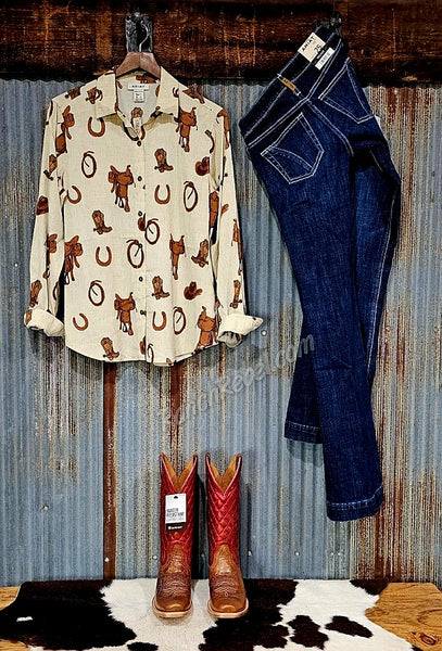 Ariat Homestyle Shirt Rodeo Spur Print #6516