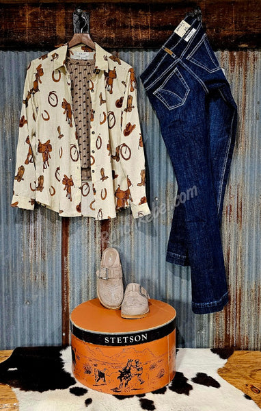 Ariat Homestyle Shirt Rodeo Spur Print #6516