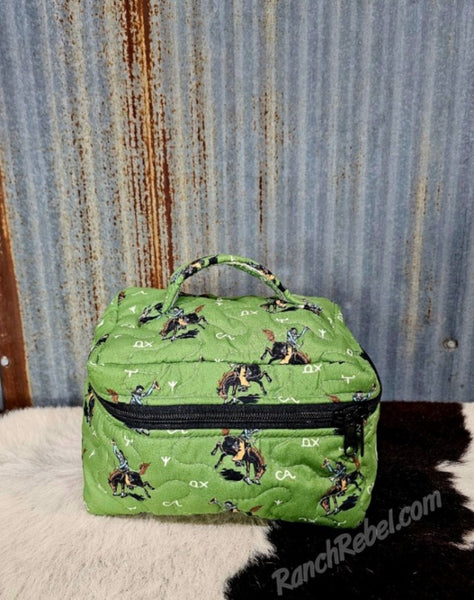 Quilted Lazy J Green Travel Case #6526