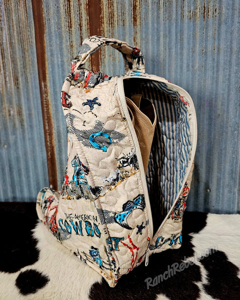 Quilted Boot Bag in Cattle Drive Linen #6530