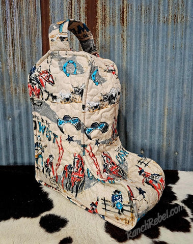 Quilted Boot Bag in Cattle Drive Linen #6530