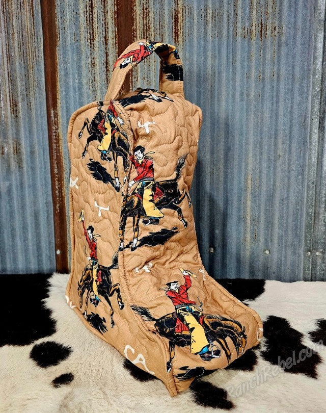 Quilted Boot Bag in Lazy J Gold #6533