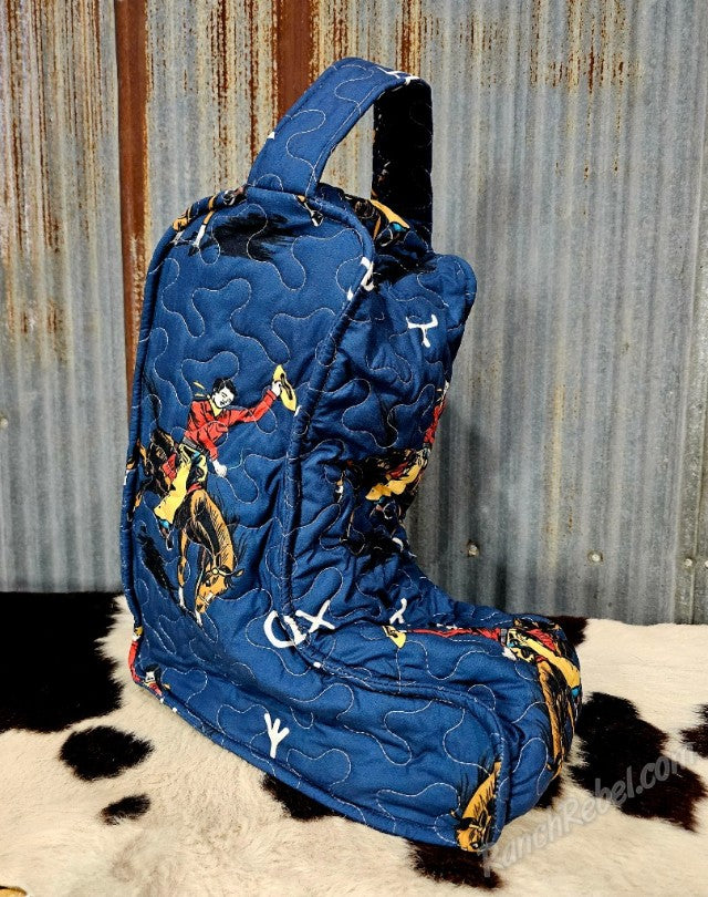 Quilted Boot Bag in Lazy J Navy #6534