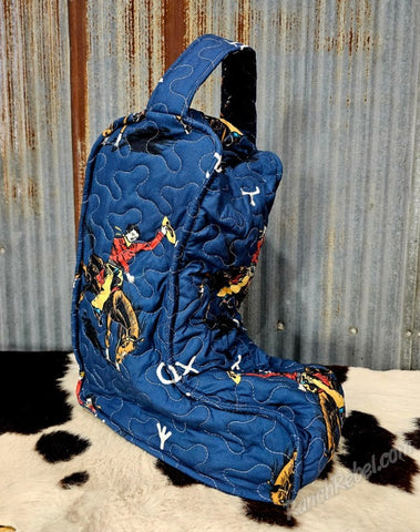 Quilted Boot Bag in Lazy J Navy #6534