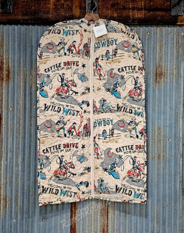 Quilted Garment Bag in Cattle Drive Linen #6537