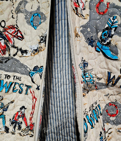 Quilted Garment Bag in Cattle Drive Linen #6537