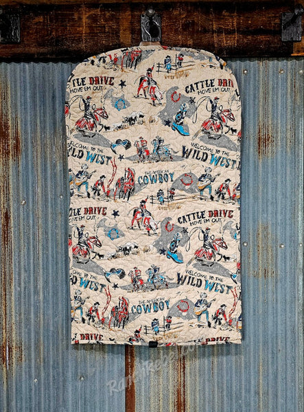 Quilted Garment Bag in Cattle Drive Linen #6537