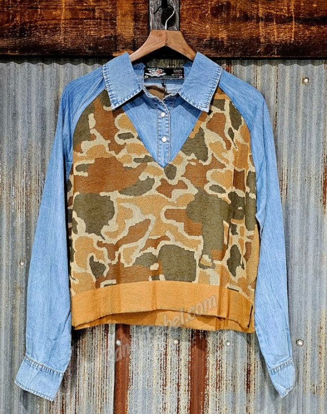 Camo Layered Button Up #6543