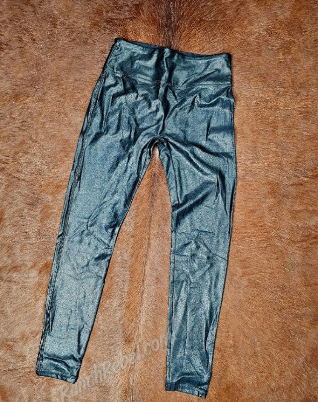 Black Leather Look Leggings Medium #T6552