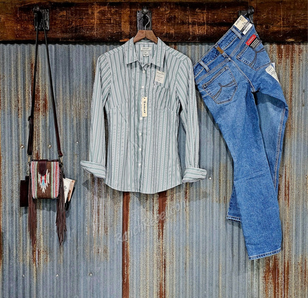 Ariat Kirby Pro Shirt in Green Bay Stripe #6544